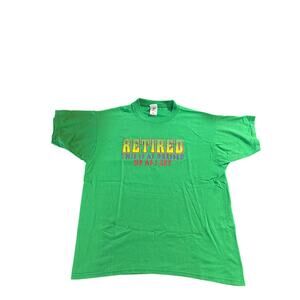 Vintage Retired T-Shirt Funny Graphic Tee Men's XL Green